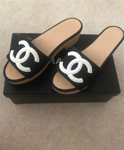 chanel wooden heel sandal